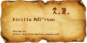 Kirilla Márton névjegykártya